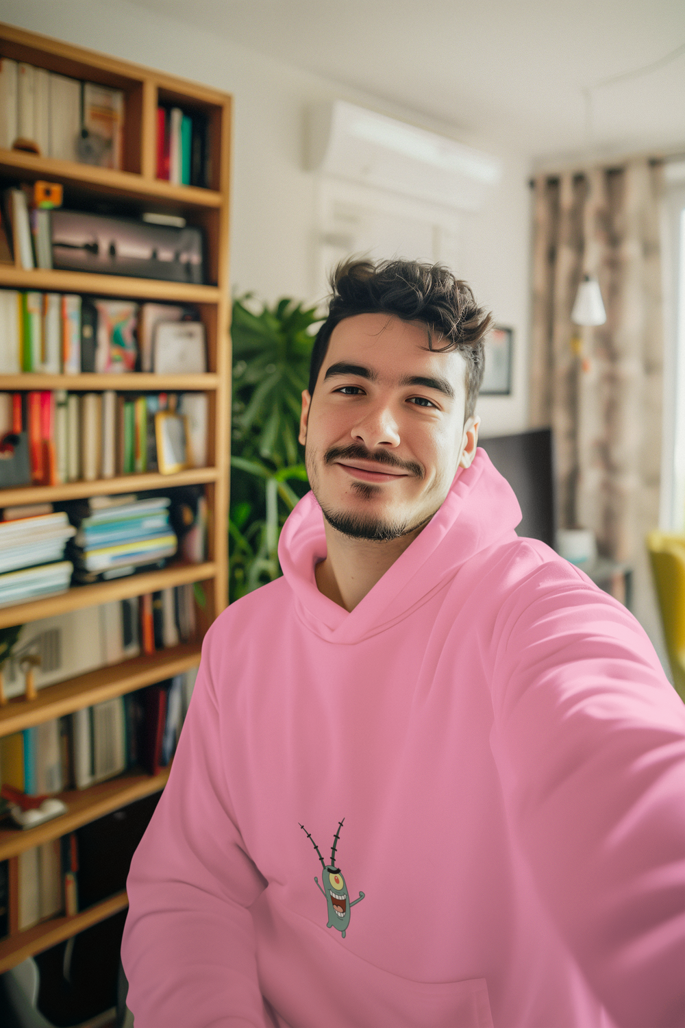 Plankton full design on Azalea Pink hoodie by Evans Wear.