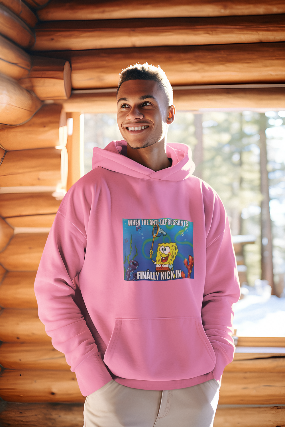 When the antidepressant design on Azalea Pink hoodie by Evans Wear.